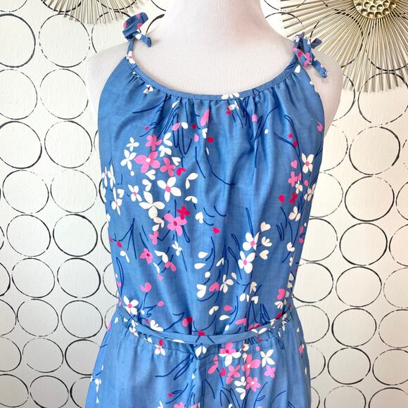 VTG Malia Honolulu Womens Midi Dress 10 Blue Floral Dainty Feminine Retro Cotton - Picture 10 of 16